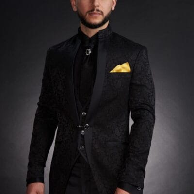 Costume barbati- Smoking negru, guler tunica- CNF01