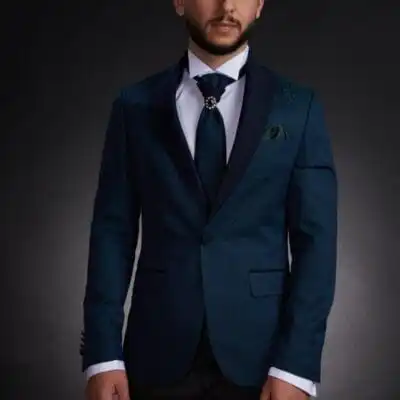 Smoking Verde Smarald Bărbați cu Guler Șal – Costum Elegant Nuntă & Ceremonie- CBV08