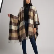 Șal elegant de damă maro-crem din cașmir și lână, Model Character