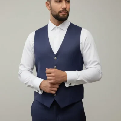 Vestă de Costum Bleumarin pentru Bărbați Elegantă de Ceremonie - 48VLV