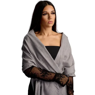 Șal Elegant din Lână și Cașmir – Model SLC201 (Gri)