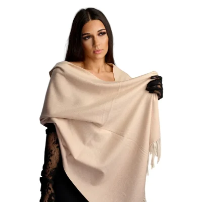 Șal Elegant din Lână și Cașmir – Model SLC198 (Bej)