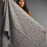 Șal damă gri deschis din cașmir și lână – Éclat Light Grey