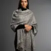 Șal damă gri deschis din cașmir și lână – Éclat Light Grey