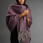 Șal damă din cașmir și lână prună cu reflexii violacee – Éclat Plum
