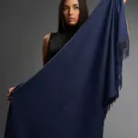 Șal damă din cașmir și lână bleumarin închis – Pure Navy