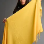 Șal damă din cașmir și lână galben cald – Pure Yellow