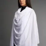 Șal damă din cașmir și lână alb imaculat – Pure White