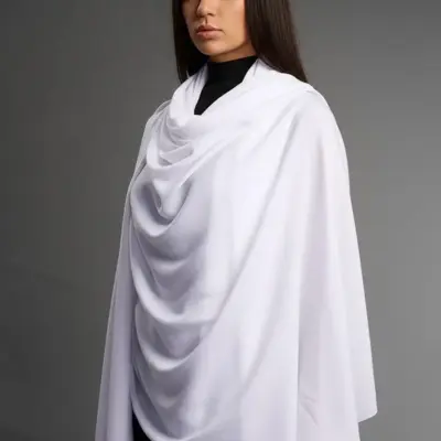Șal damă din cașmir și lână alb imaculat – Pure White Șal damă din cașmir și lână alb imaculat – Pure White