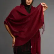 Șal damă din cașmir și lână bordo închis – Pure Burgundy