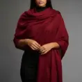 Șal damă din cașmir și lână bordo închis – Pure Burgundy