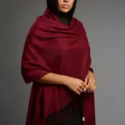 Șal damă din cașmir și lână bordo închis – Pure Burgundy