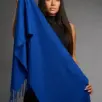 Șal damă din cașmir și lână albastru regal – Pure Royal Blue