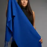Șal damă din cașmir și lână albastru regal – Pure Royal Blue