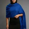 Șal damă din cașmir și lână albastru regal – Pure Royal Blue