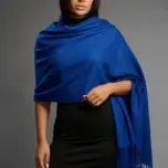 Șal damă din cașmir și lână albastru regal – Pure Royal Blue