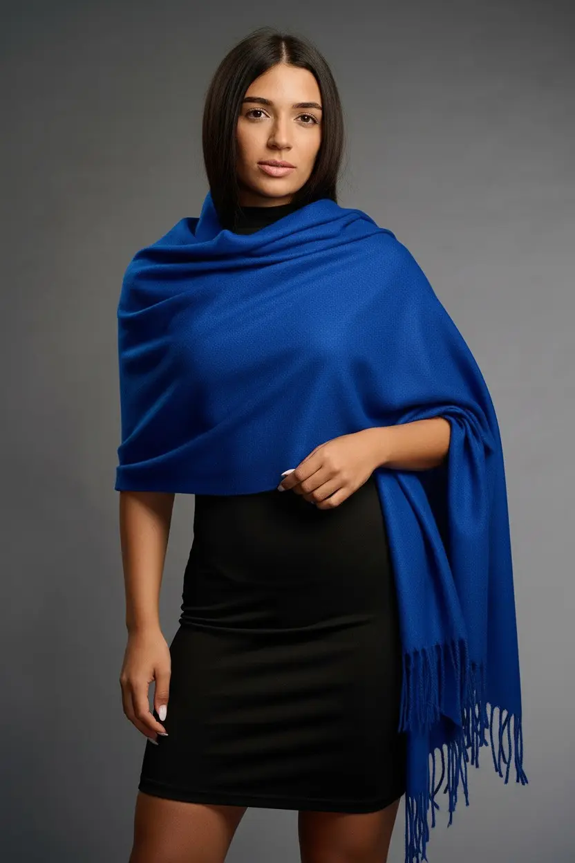 Șal damă din cașmir și lână albastru regal – Pure Royal Blue Șal damă din cașmir și lână albastru regal – Pure Royal Blue