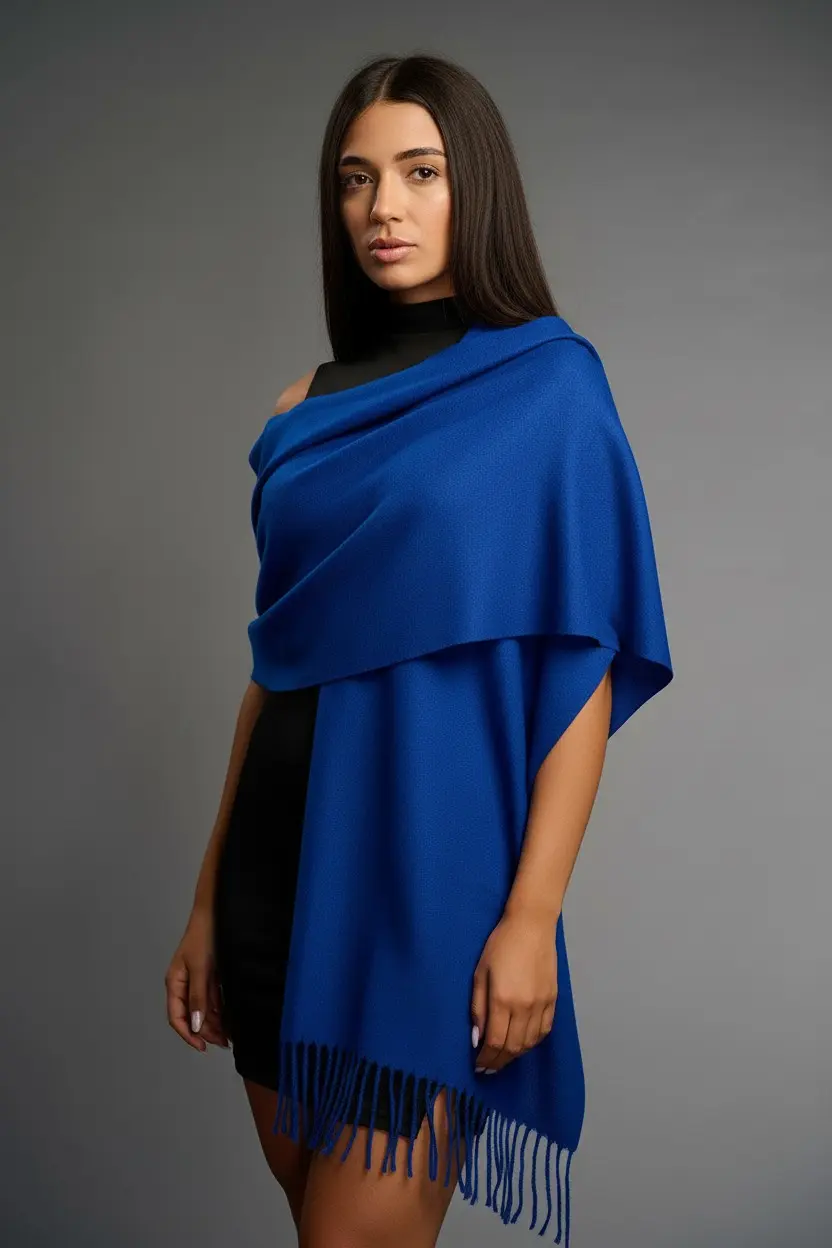 Șal damă din cașmir și lână albastru regal – Pure Royal Blue Șal damă din cașmir și lână albastru regal – Pure Royal Blue