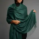 Șal damă din cașmir și lână verde smarald – Pure Emerald