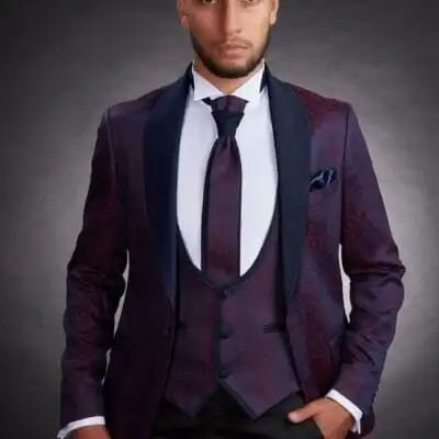 Costum burgundy cu rever tip sal – Eleganță regală pentru mire, ginere și naș - CSM27