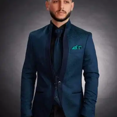 Costum turcoise cu rever tip tunică – Eleganță vibrantă pentru mire, ginere și naș - CTV28