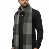 Fular bărbătesc din cașmir și lână negru-gri Geometric Elegance