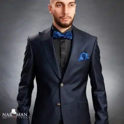 Costum mire / ginere midnight blu – Smoking elegant, guler spitz - CSB52