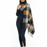 Șal elegant damă bleu grăupier din cașmir și lână, Model Character