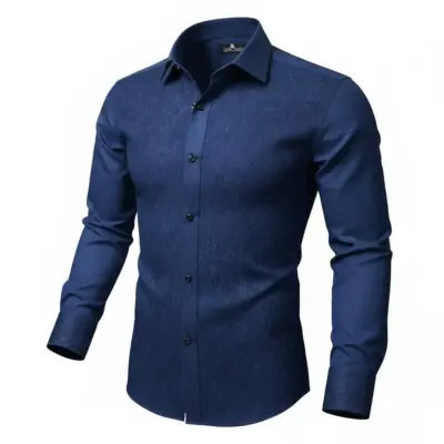 Cămașă albastră cu guler papion și dantelă – Slim Fit | Ceremonie & Black Tie - CLS08