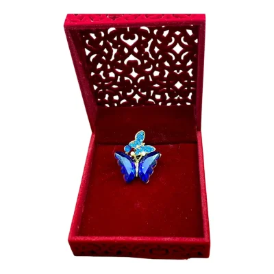 Broșa Fluture Albastru cu Cristale Tip Swarovski  (BA12)
