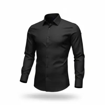 Camasa Casual, Slim Fit, Bumbac 100%,  Culoare Negru, CAM04