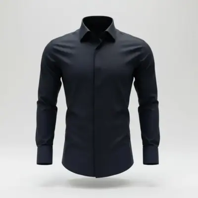 Cămașă neagră cu guler papion și manșetă dublă – Slim Fit | Black Tie & White Tie - CLS13