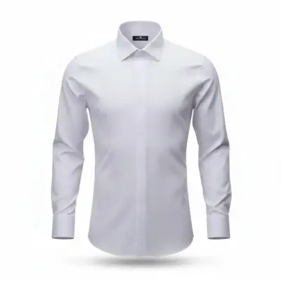 Cămașă albă cu guler papion și manșetă dublă pentru butoni – Slim Fit | Ceremonie,Black Tie- CLS11