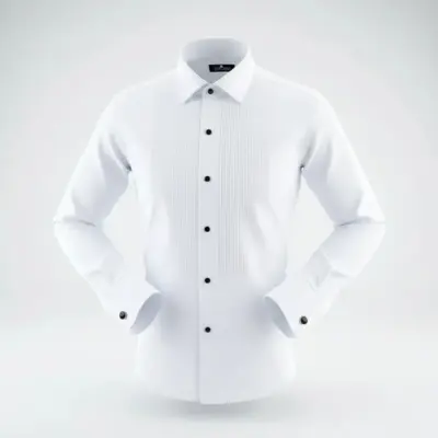 Cămașă albă cu guler papion și pliuri verticale – Slim Fit | Ceremonie, Black Tie & White Tie - CLS04