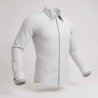 Camasa alba cu guler papion si pietre tip Swarovski - Slim Fit - CLS18