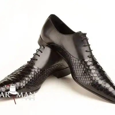 Pantofi barbatesti eleganti, negri, piele, cu siret - PE56