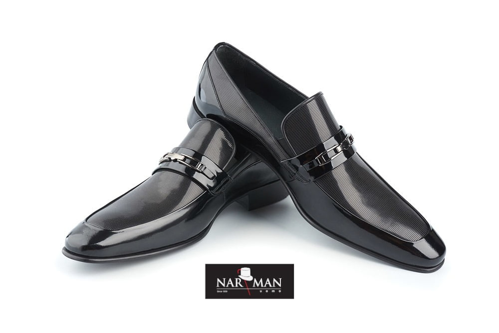 Stem natural master's degree Pantofi barbati eleganti, negri, de lac, fara siret, NARMAN | Costume-Narman