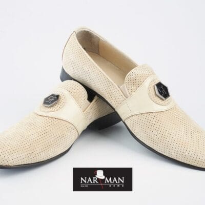 Pantofi barbatesti eleganti, bej, piele intoarsa, fara siret, NARMAN, PE33