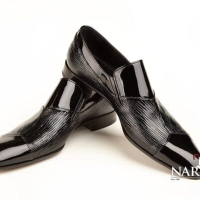 Pantofi barbatesti eleganti, negri, piele, fara siret, NARMAN, PE57