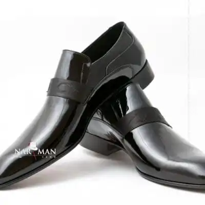 Pantofi barbatesti eleganti, negri, piele, fara siret - PE58