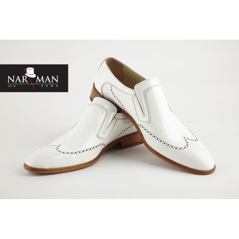 ancestor gear Comparable Pantofi albi, de lac, fara siret | Costume-Narman