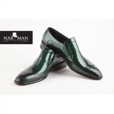 Pantofi barbatesti eleganti, din piele , culoarea verde, fara siret, NARMAN, PE47