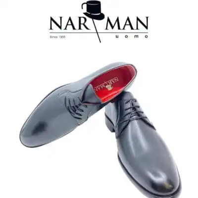 Pantofi eleganți, bărbătești, piele semilăcuită negru cu șiret - PE92