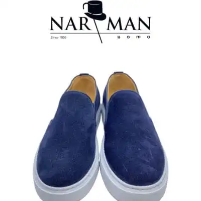Pantofi casual bleumarin bărbați din piele întoarsă, fără șiret -  PC11