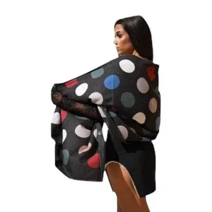 Șal Elegant din Lână și Cașmir cu Buline Negru – Model SLC123 (Multicolor)
