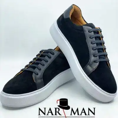 Pantofi casual negri bărbați din piele întoarsă -  PC03