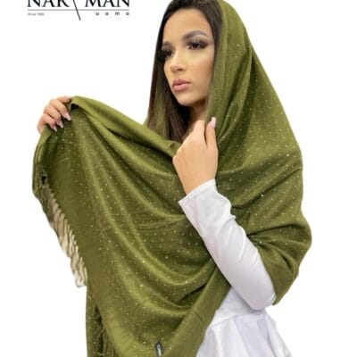 Șal elegant din cașmir 100%.Colectie Cristale.SLC77 (Verde)