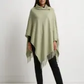 Șal elegant damă verde fistic din cașmir și lână, model uni