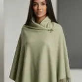 Șal elegant damă verde fistic din cașmir și lână, model uni