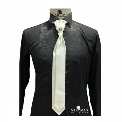 Lavalieră elegantă bărbați alb cu model bob de orez - LV27